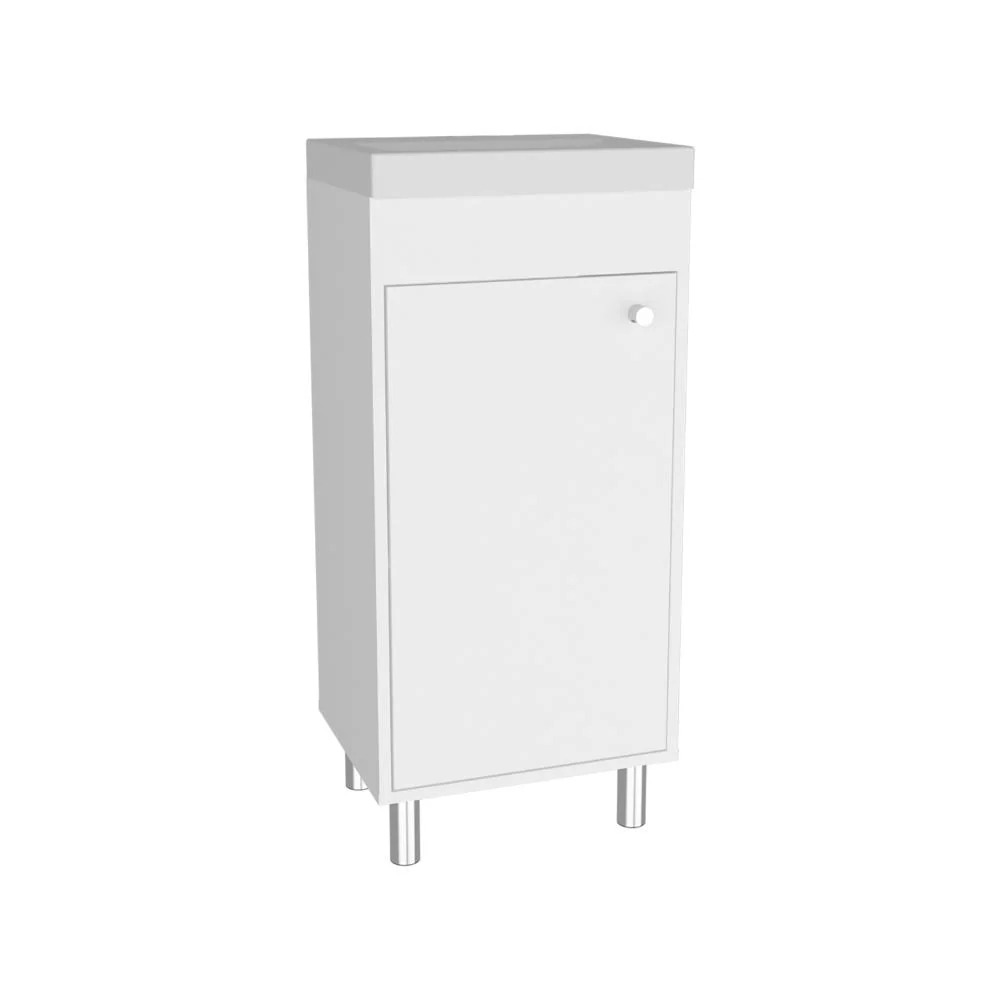Mueble para Lavamanos Rivera, Blanco Duqueza, con patas en acero y con gran espació para colocar objetos ZF RTA Design