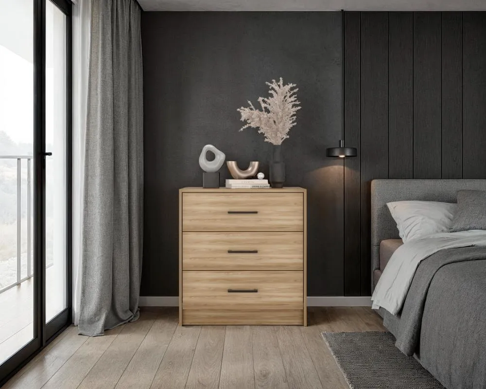 Organizador Cley, Fresno Europeo y Wengue, con Tres Cajoneras RTA Design
