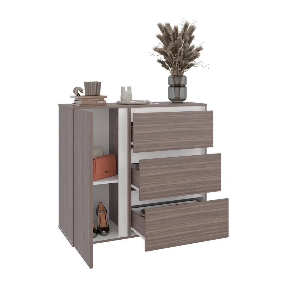 Organizador Niza, Avellana y Blanco, con tres cajones y gran capacidad de almacenamiento RTA Design