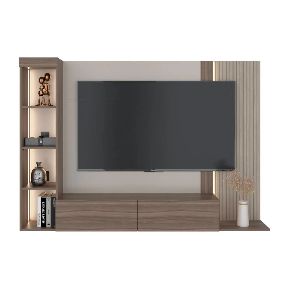 Panel de Tv Gamma, Capri y Avellana con Espacio Para Televisor de Hasta 65" RTA Design