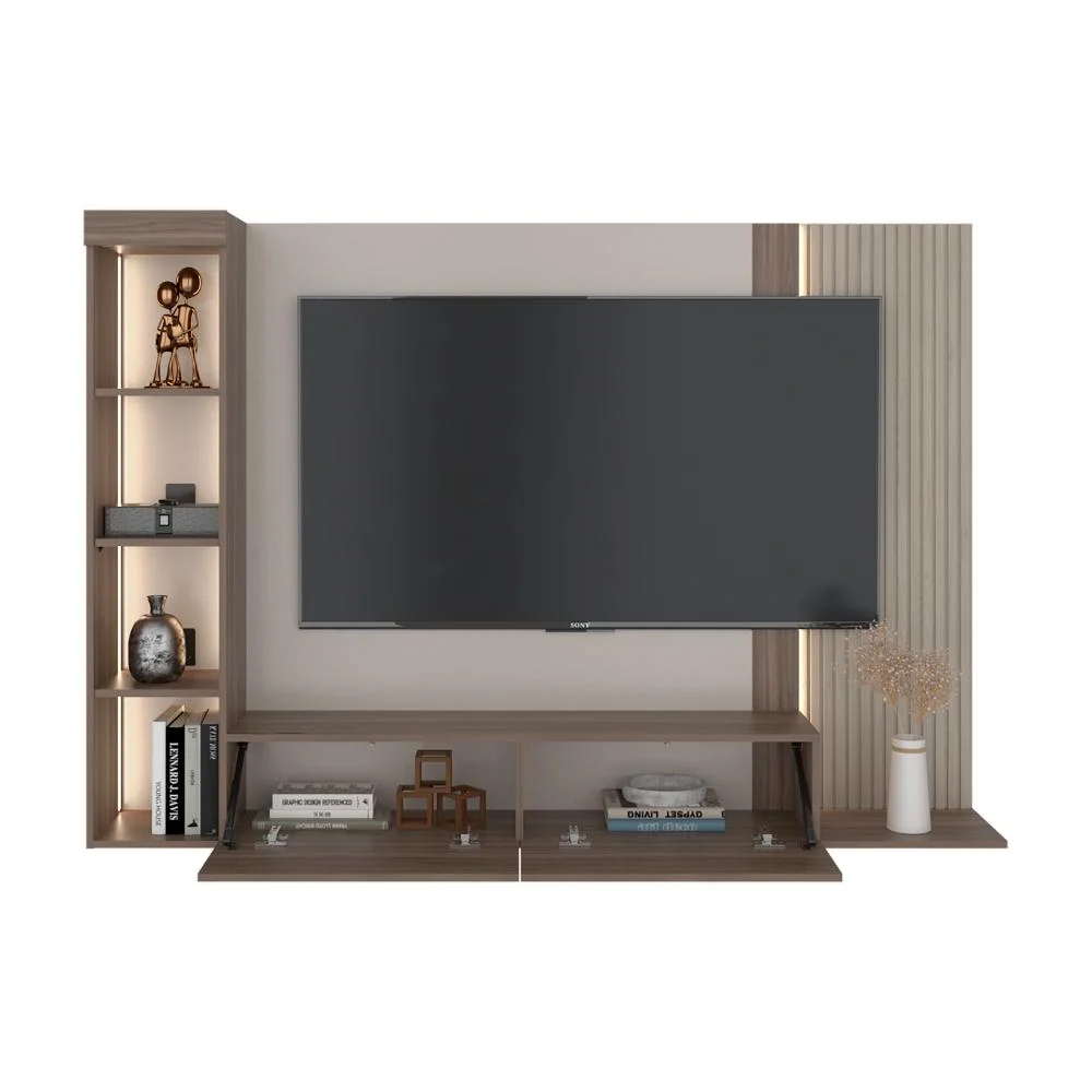 Panel de Tv Gamma, Capri y Avellana con Espacio Para Televisor de Hasta 65" RTA Design