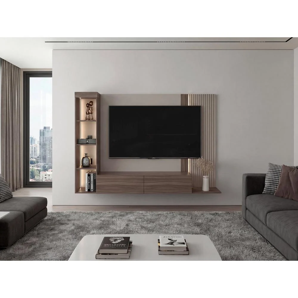 Panel de Tv Gamma, Capri y Avellana con Espacio Para Televisor de Hasta 65" RTA Design