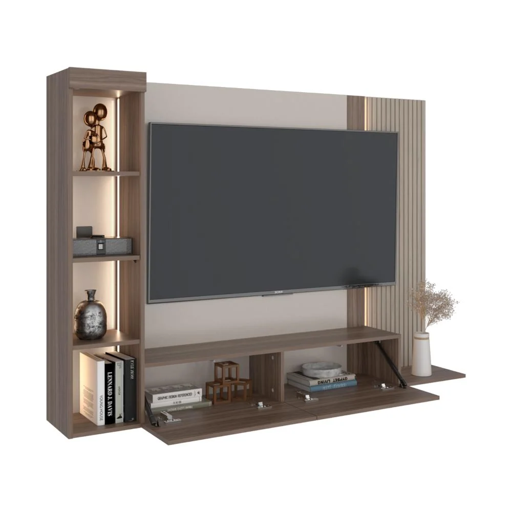Panel de Tv Gamma, Capri y Avellana con Espacio Para Televisor de Hasta 65" RTA Design