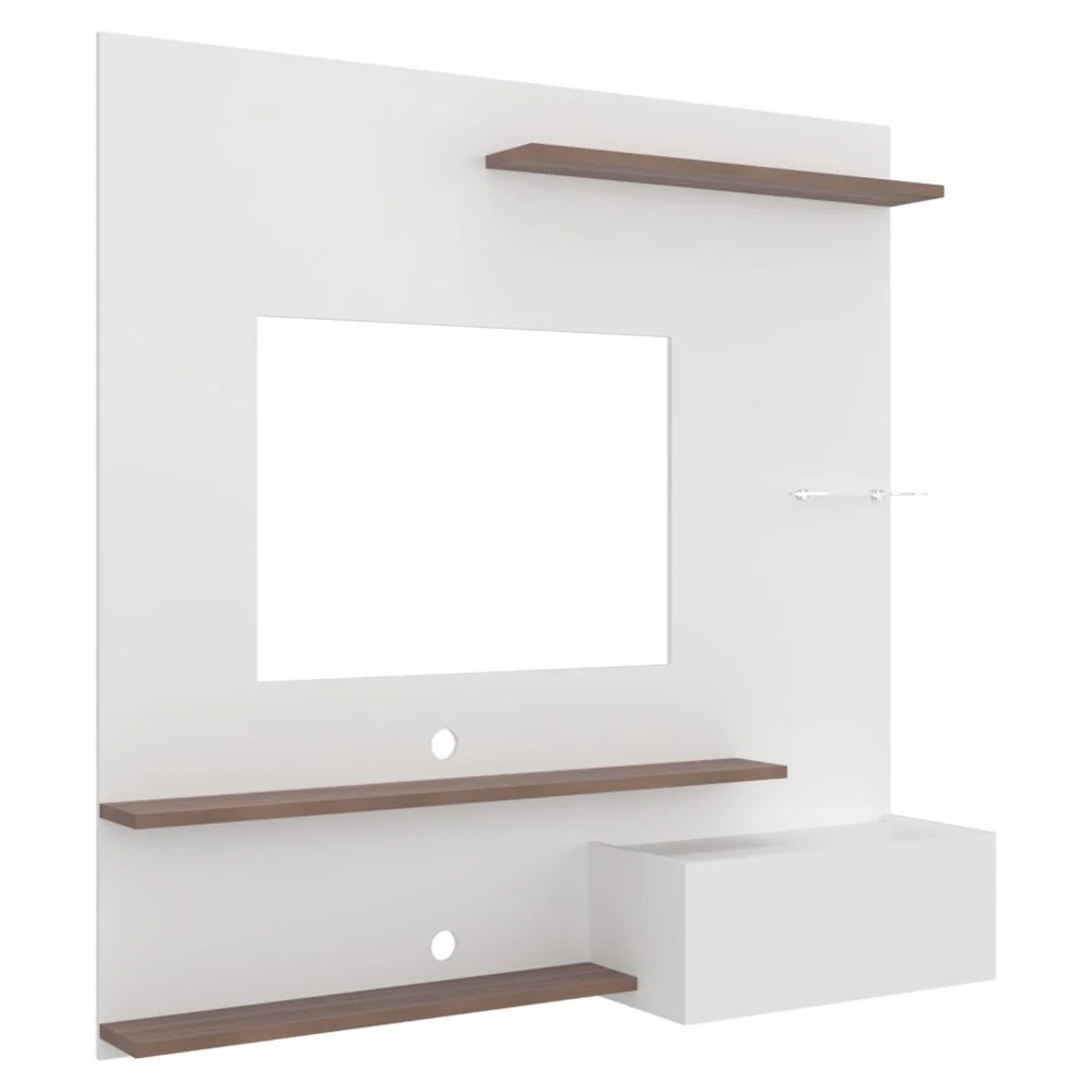 Panel de Tv Henry, Blanco Duqueza y Avellana, con Espacio Para Televisor de Hasta 65" RTA Design