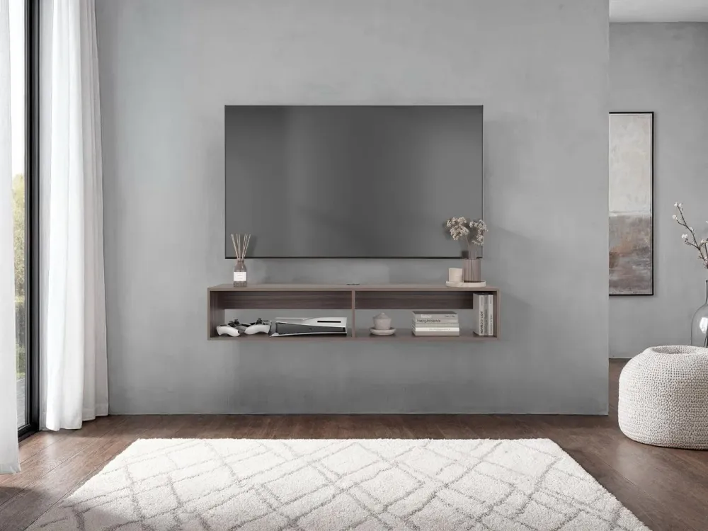 Repisa Flotante Kerin, Avellana, con dos espacios para ubicar objetos RTA Design