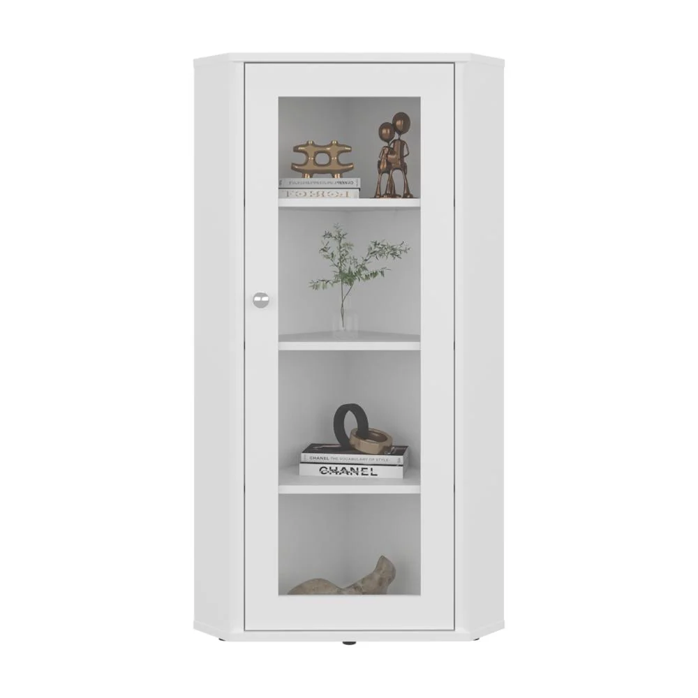 Vitrina Esquinera Genova, Blanco, con una puerta y cuatro entrepaños RTA Design