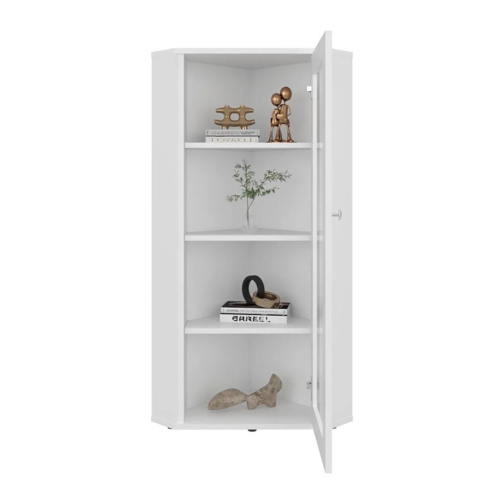 Vitrina Esquinera Genova, Blanco, con una puerta y cuatro entrepaños RTA Design
