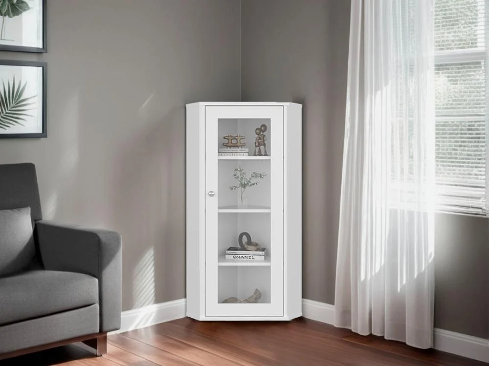Vitrina Esquinera Genova, Blanco, con una puerta y cuatro entrepaños RTA Design