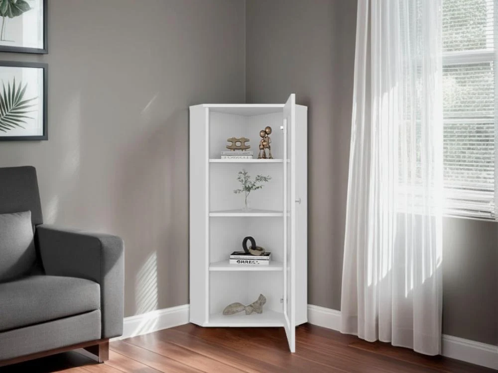 Vitrina Esquinera Genova, Blanco, con una puerta y cuatro entrepaños RTA Design