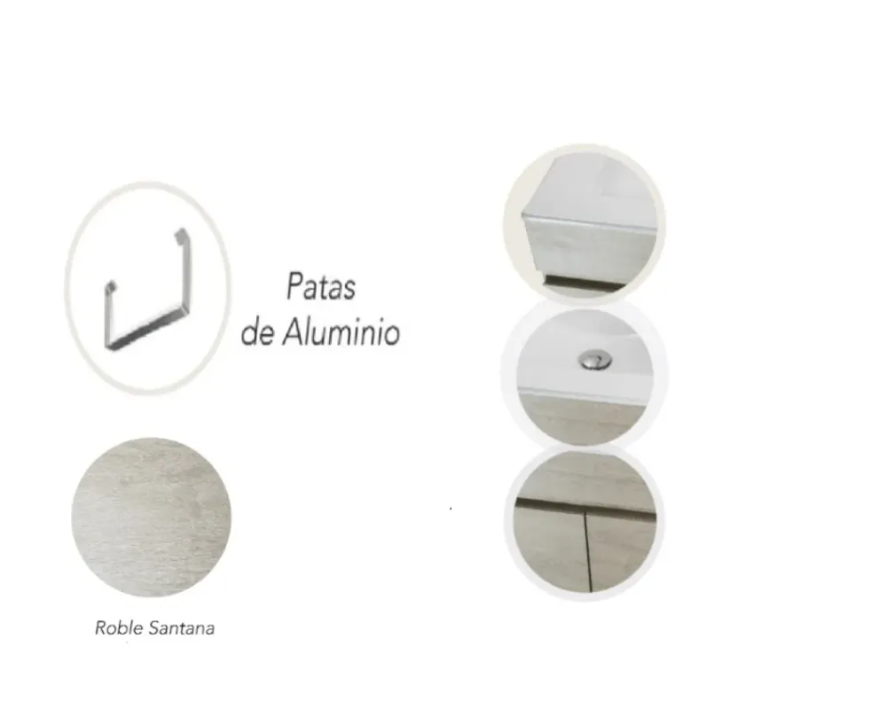 Mueble de baño con lavabo y patas de aluminio Tecnobath