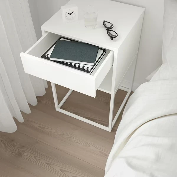 VIKHAMMER MESA DE NOCHE BLANCA 40 cm