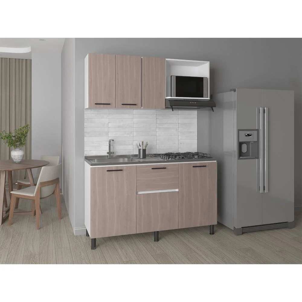 Cocina Integral Paolo, Bardolino y Blanco, incluye Mesón Pozuelo Izquierdo Virtual Muebles