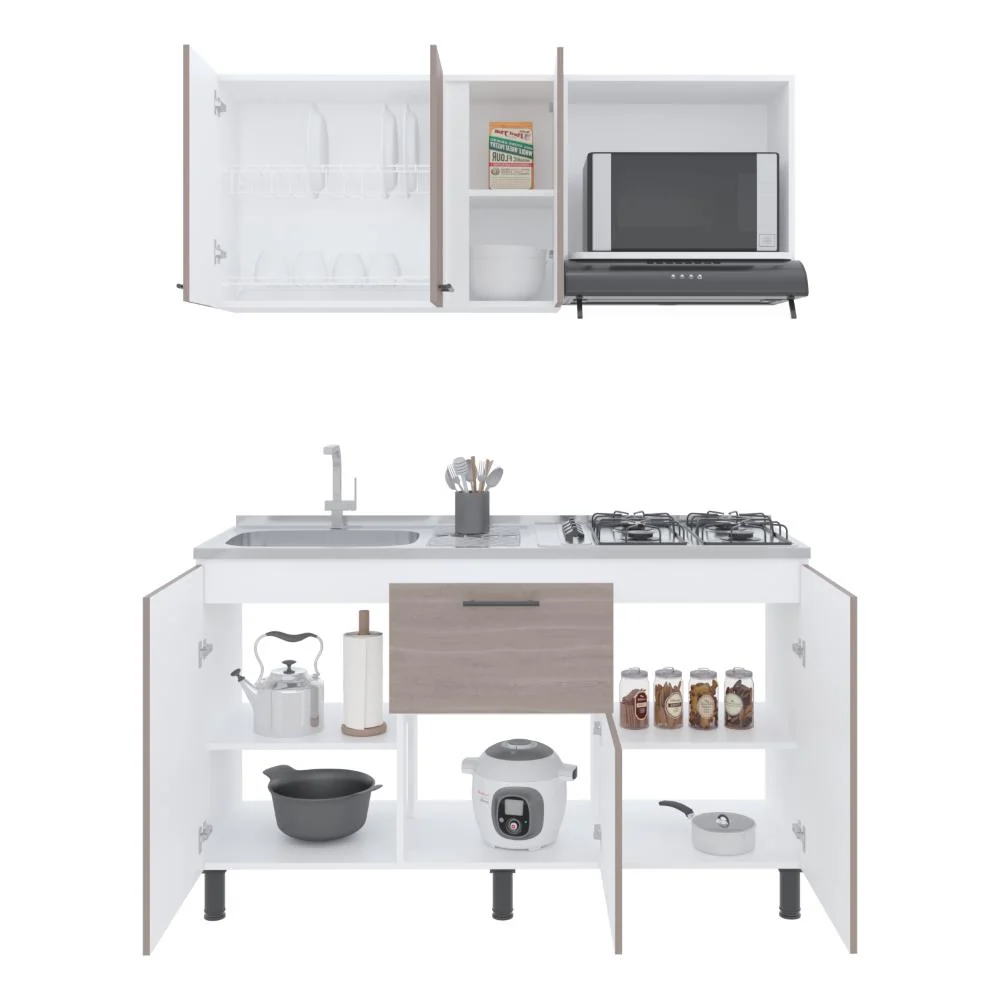 Cocina Integral Paolo, Bardolino y Blanco, incluye Mesón Pozuelo Izquierdo Virtual Muebles