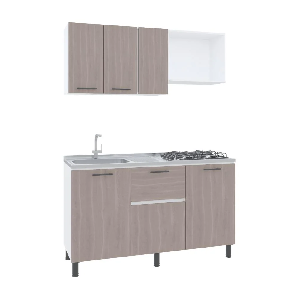 Cocina Integral Paolo, Bardolino y Blanco, incluye Mesón Pozuelo Izquierdo Virtual Muebles