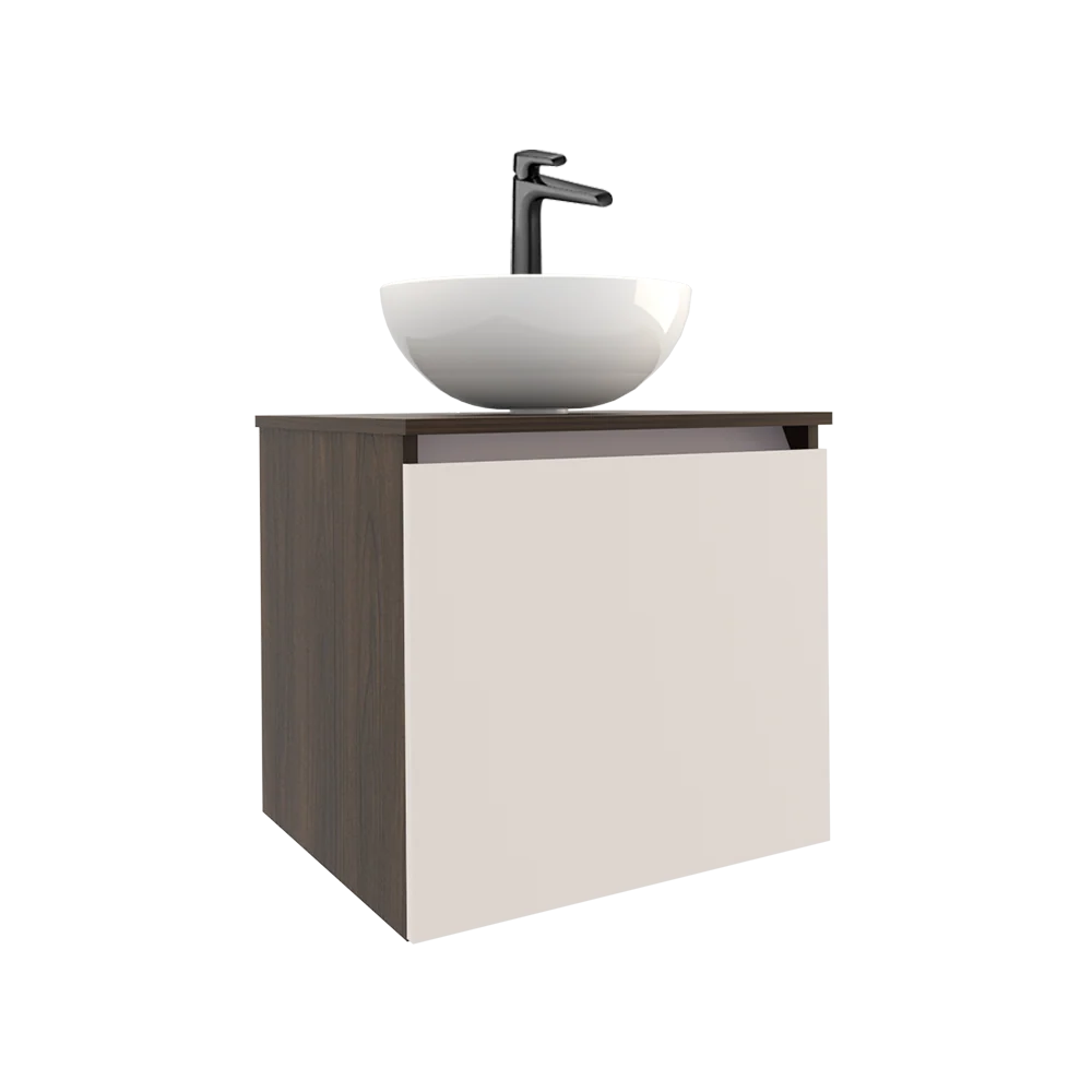 Combo Lavamanos Ganet II, Nogal Europeo y Capri, Incluye Lavamanos en Porcelana Sanitaria y Griferí Virtual Muebles Combo