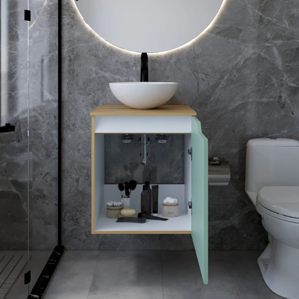 Combo Lavamanos Mice II, Agave y Fresno Europeo, Incluye Lavamanos en Porcelana Sanitaria y Griferí Virtual Muebles Combo