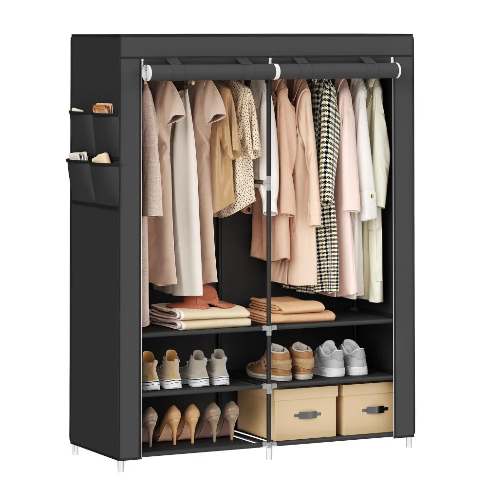 Closet Fest, Negro , Variedad de Entrepaños en Tela Virtual Muebles Importados
