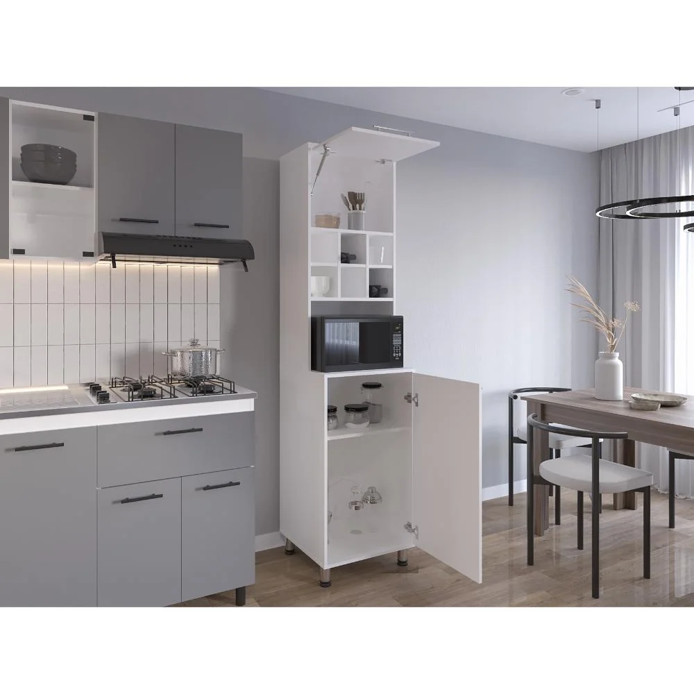 Alacena Atica, Blanco, con espacio para guardar botellas de vino ZF Virtual Muebles ZF