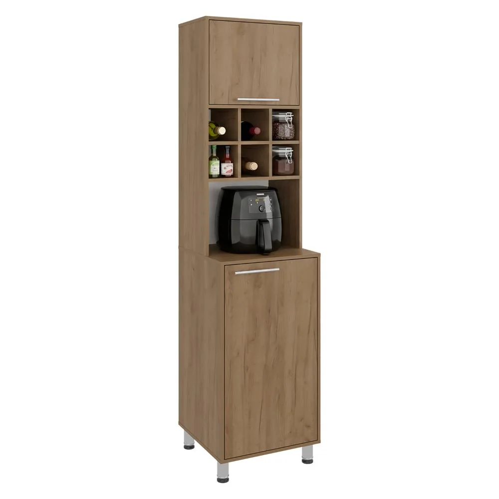 Alacena Atica, Kronos Fresno, con espacio para guardar botellas de vino ZF Virtual Muebles ZF