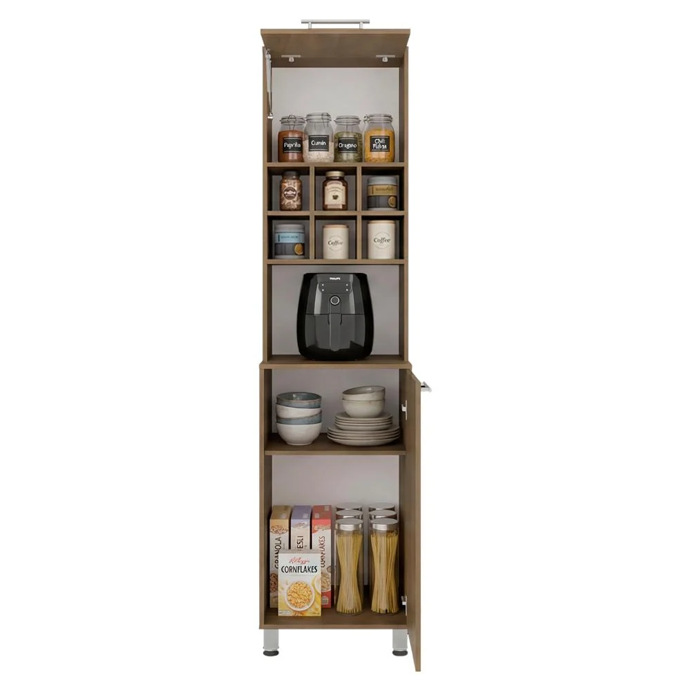 Alacena Atica, Kronos Fresno, con espacio para guardar botellas de vino ZF Virtual Muebles ZF