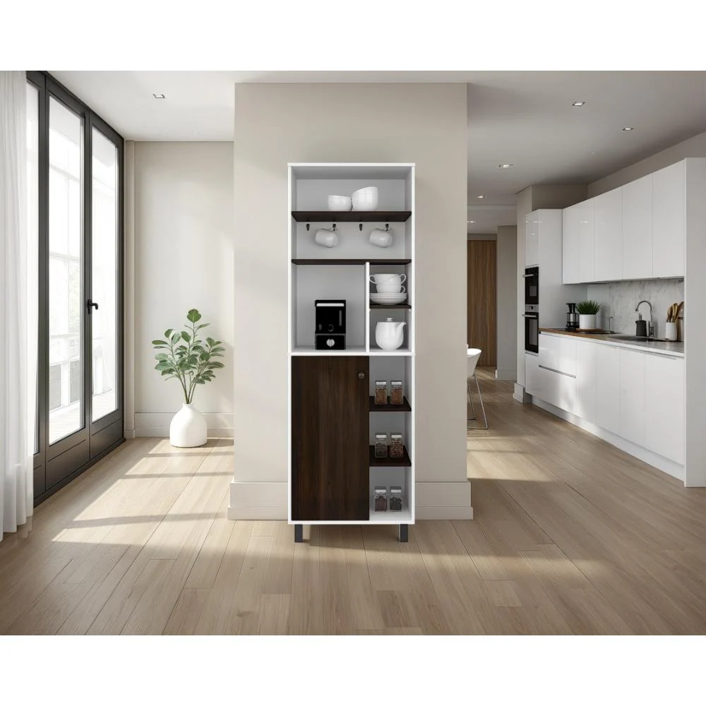 Alacena Carajillo, Kronos Blanco y Kronos Nogal, Con gran espacio de almacenamiento funcional ZF Virtual Muebles ZF