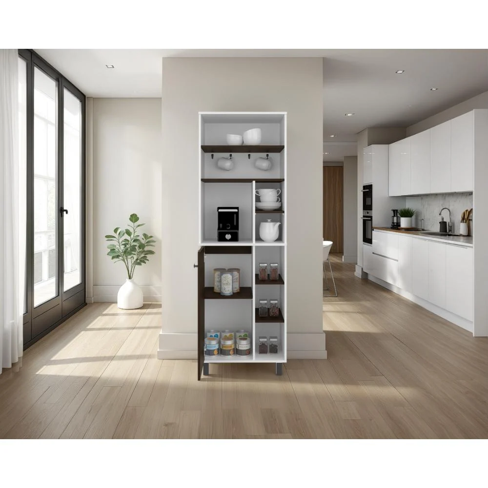 Alacena Carajillo, Kronos Blanco y Kronos Nogal, Con gran espacio de almacenamiento funcional ZF Virtual Muebles ZF
