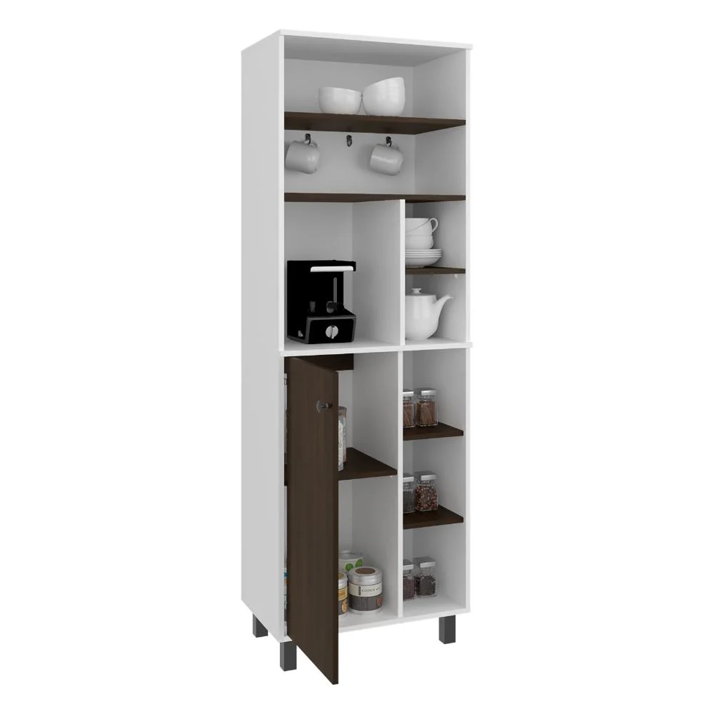 Alacena Carajillo, Kronos Blanco y Kronos Nogal, Con gran espacio de almacenamiento funcional ZF Virtual Muebles ZF