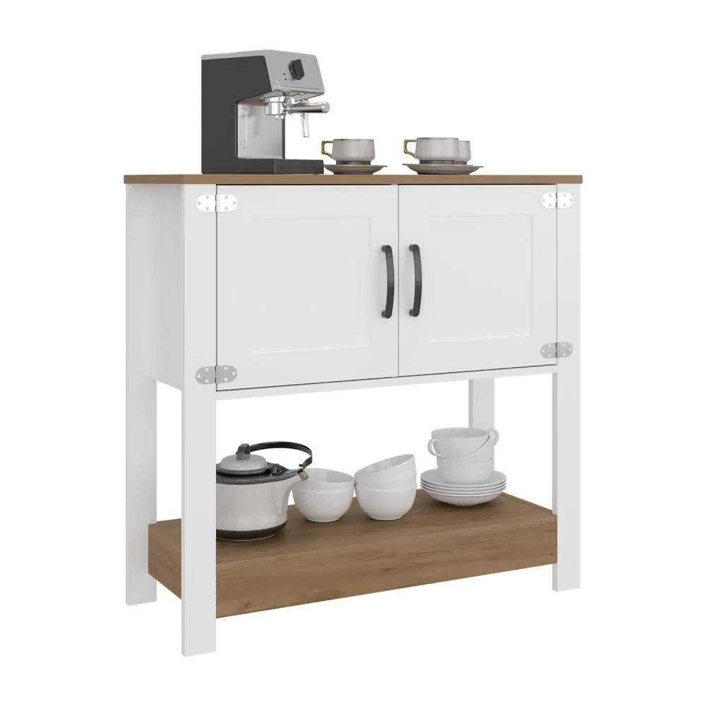 Alacena Latte, Kronos Blanco y Kronos Fresno, Con gran espacio de almacenamiento funcional ZF Virtual Muebles ZF