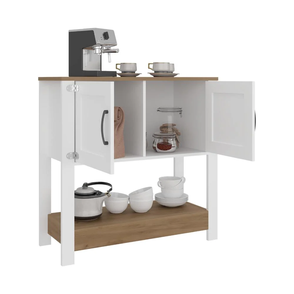 Alacena Latte, Kronos Blanco y Kronos Fresno, Con gran espacio de almacenamiento funcional ZF Virtual Muebles ZF