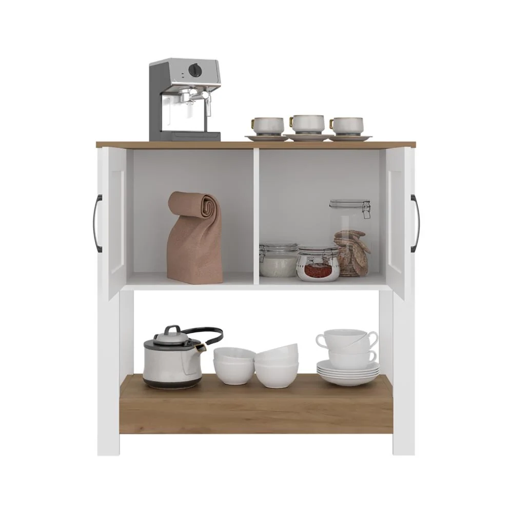 Alacena Latte, Kronos Blanco y Kronos Fresno, Con gran espacio de almacenamiento funcional ZF Virtual Muebles ZF