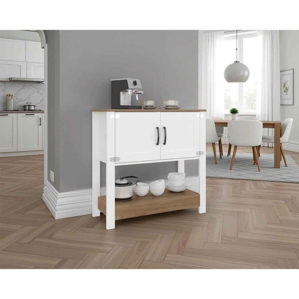 Alacena Latte, Kronos Blanco y Kronos Fresno, Con gran espacio de almacenamiento funcional ZF Virtual Muebles ZF