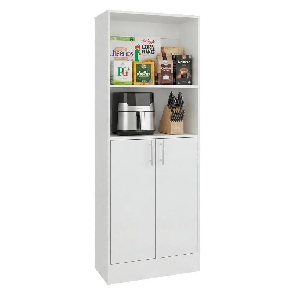 Alacena Multiusos Juko, Kronos Blanco, Con dos puertas abatibles, con entrepaños y amplio almacenamiento ZF Virtual Mueble...
