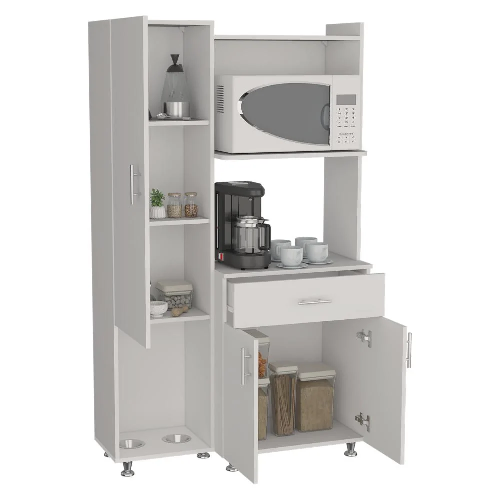 Alacena Multiusos Panter Eco, Kronos Blanco, Una puerta abatible y variedad de entrepaños ZF Virtual Muebles ZF