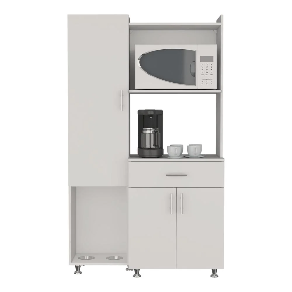 Alacena Multiusos Panter Eco, Kronos Blanco, Una puerta abatible y variedad de entrepaños ZF Virtual Muebles ZF