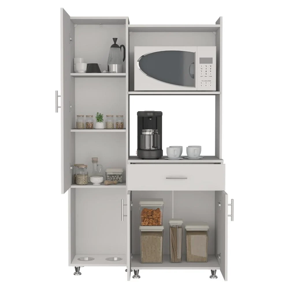 Alacena Multiusos Panter Eco, Kronos Blanco, Una puerta abatible y variedad de entrepaños ZF Virtual Muebles ZF