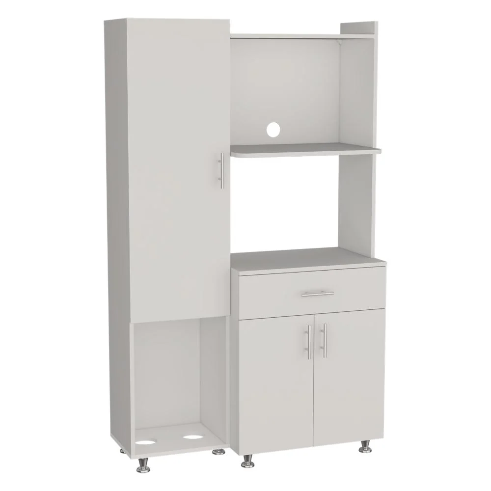Alacena Multiusos Panter Eco, Kronos Blanco, Una puerta abatible y variedad de entrepaños ZF Virtual Muebles ZF