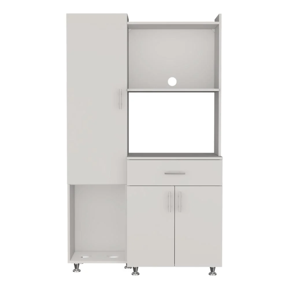 Alacena Multiusos Panter Eco, Kronos Blanco, Una puerta abatible y variedad de entrepaños ZF Virtual Muebles ZF