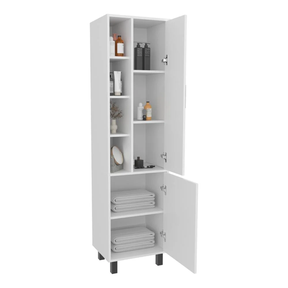 Alacena Stanton, Blanco Duqueza, con manijas metálicas y gran espacio de almacenamiento ZF Virtual Muebles ZF