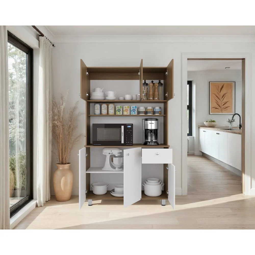 Alacena Wiston, Kronos Blanco y Kronos Fresno, Con seis puertas abatibles y un cajón con amplio espacio de almacenamiento...