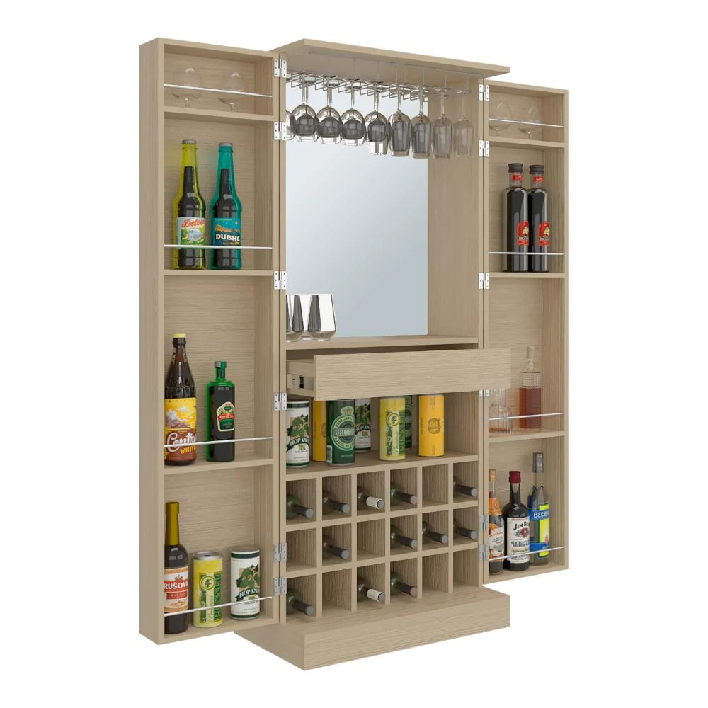 Bar Alto Salvador, Cartagena, con Espacio Para Botellas y Porta Copas ZF Virtual Muebles ZF