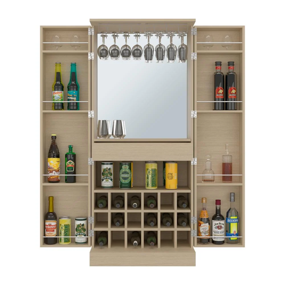 Bar Alto Salvador, Cartagena, con Espacio Para Botellas y Porta Copas ZF Virtual Muebles ZF