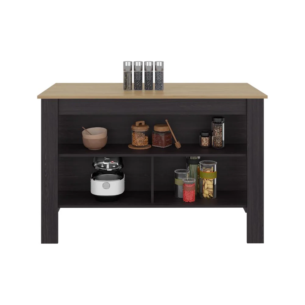 Barra de Cocina Cala, Kronos Wengue y Kronos Fresno, Con amplia superficie en la mesa ZF Virtual Muebles ZF