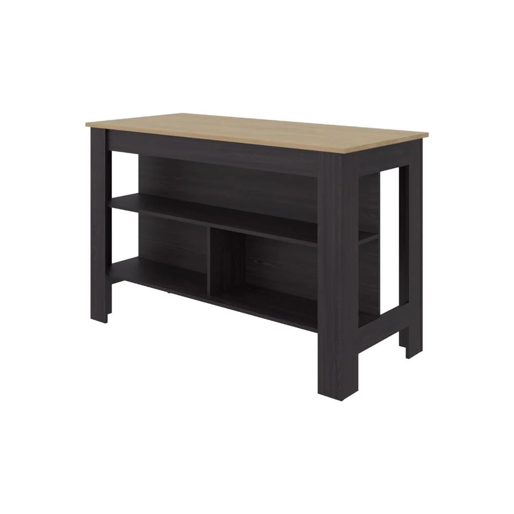 Barra de Cocina Cala, Kronos Wengue y Kronos Fresno, Con amplia superficie en la mesa ZF Virtual Muebles ZF