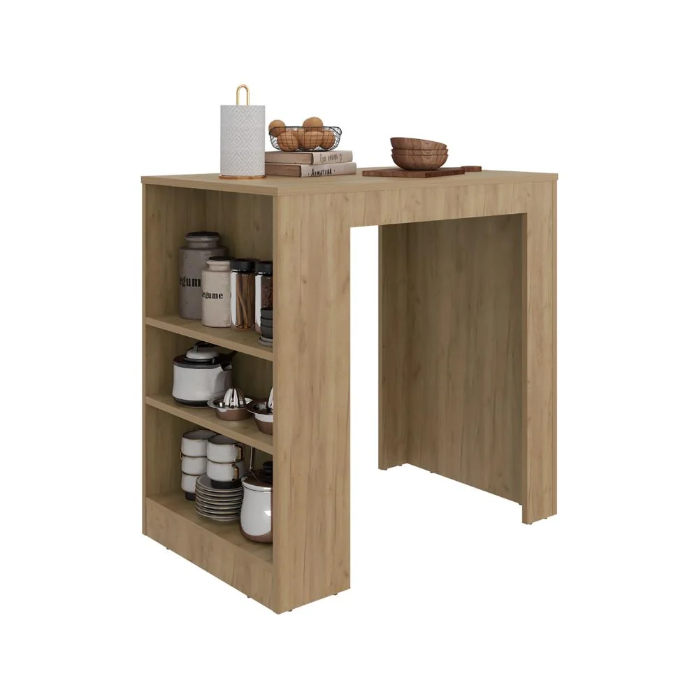 Barra de Cocina Portre, Kronos Fresno, con Amplia Superficie En La Mesa ZF Virtual Muebles ZF