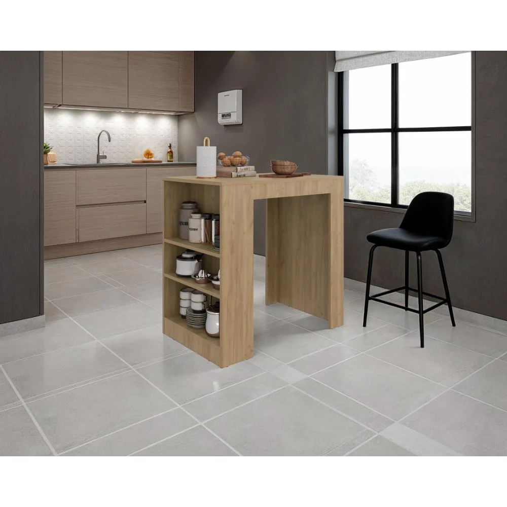 Barra de Cocina Portre, Kronos Fresno, con Amplia Superficie En La Mesa ZF Virtual Muebles ZF