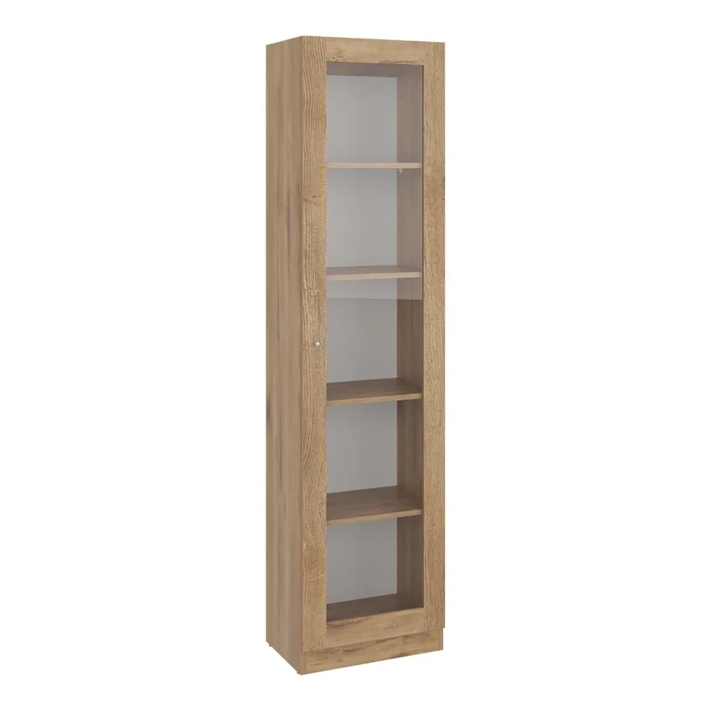 Biblioteca Home Eco Con Puerta En Vidrio, Macadamia, con Cinco Entrepaños ZF Virtual Muebles ZF