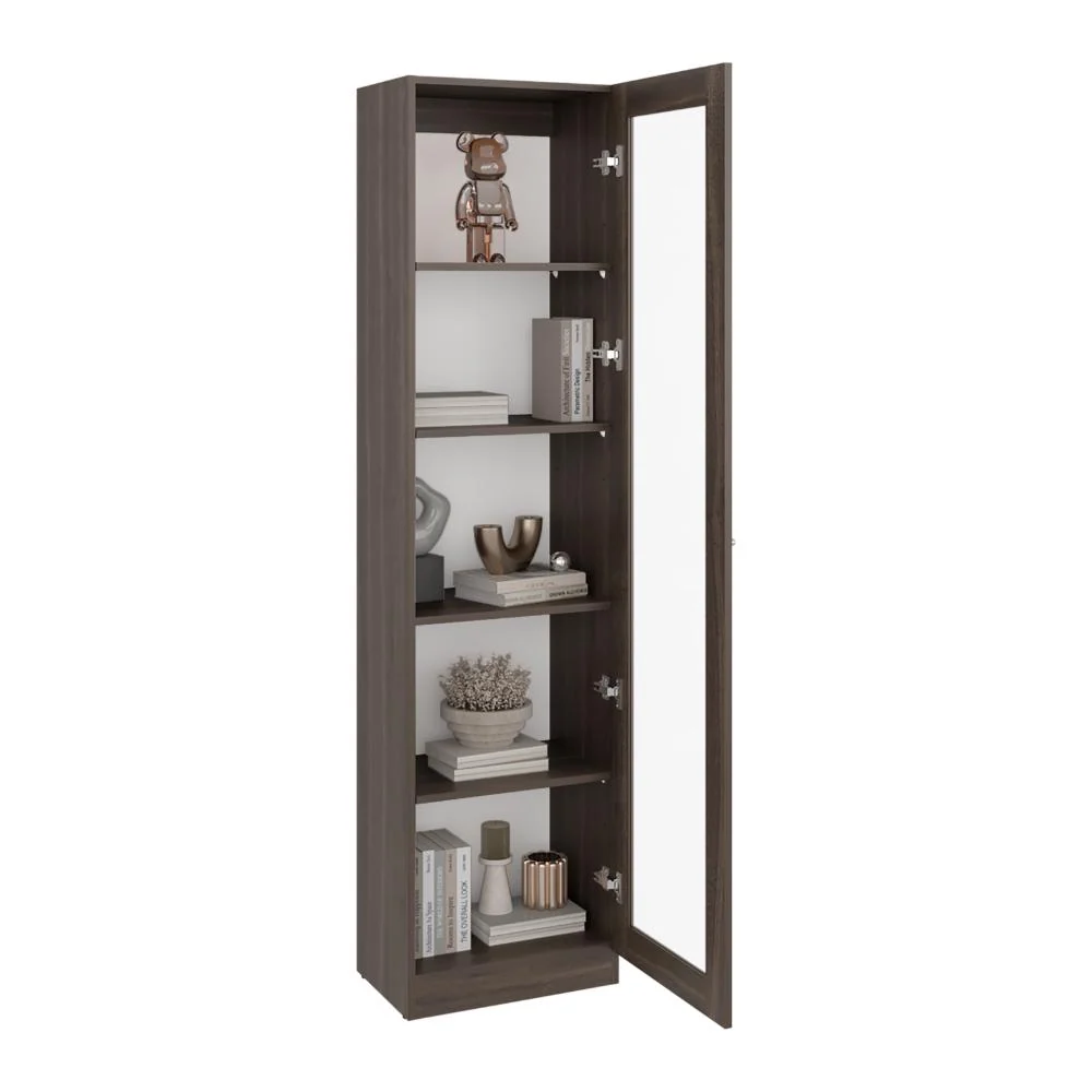 Biblioteca Home Eco Con Puerta En Vidrio, Milán y Blanco, con Cinco Entrepaños ZF Virtual Muebles ZF