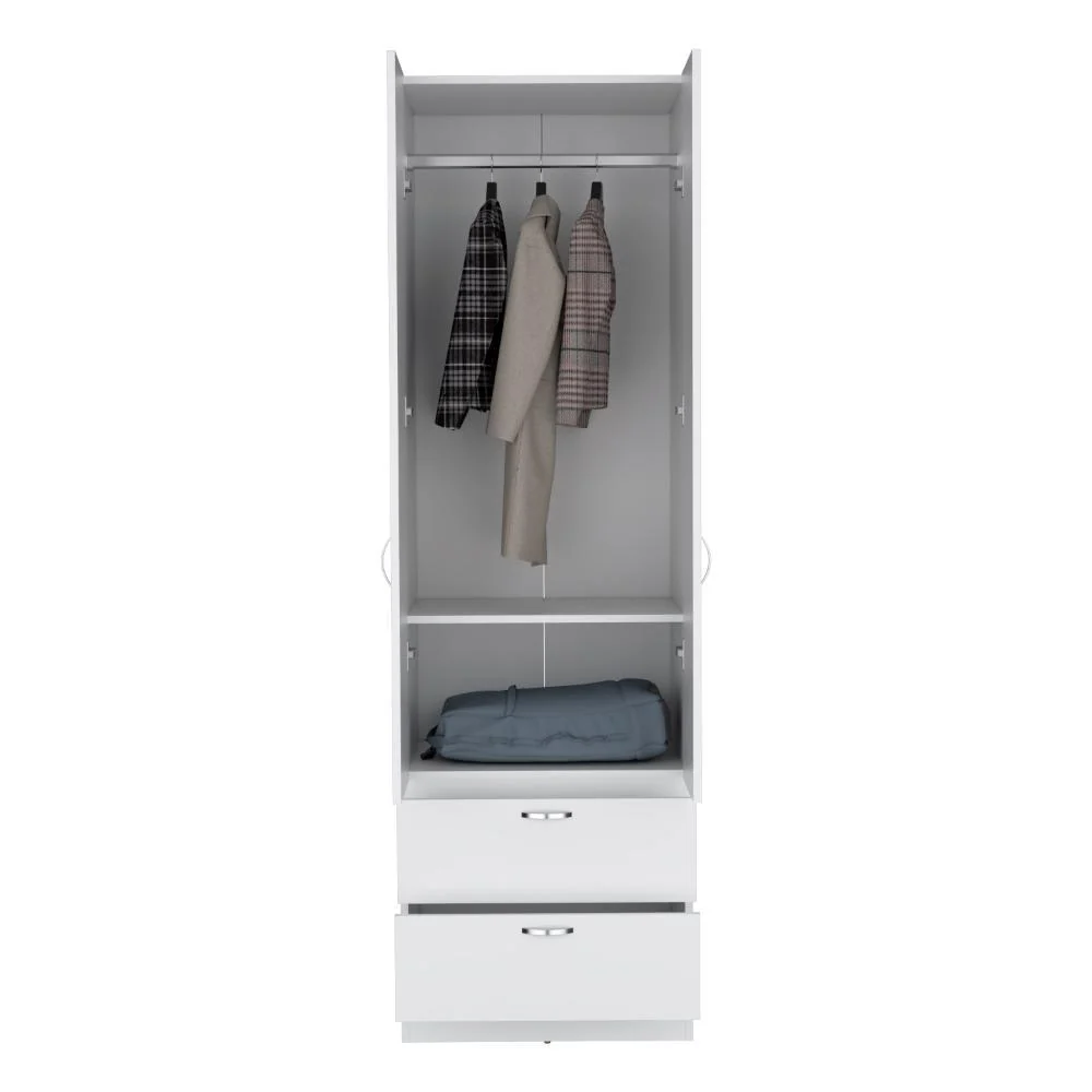 Closet Agata, Blanco, Con Dos Ppuertas y Dos Cajones ZF Virtual Muebles ZF