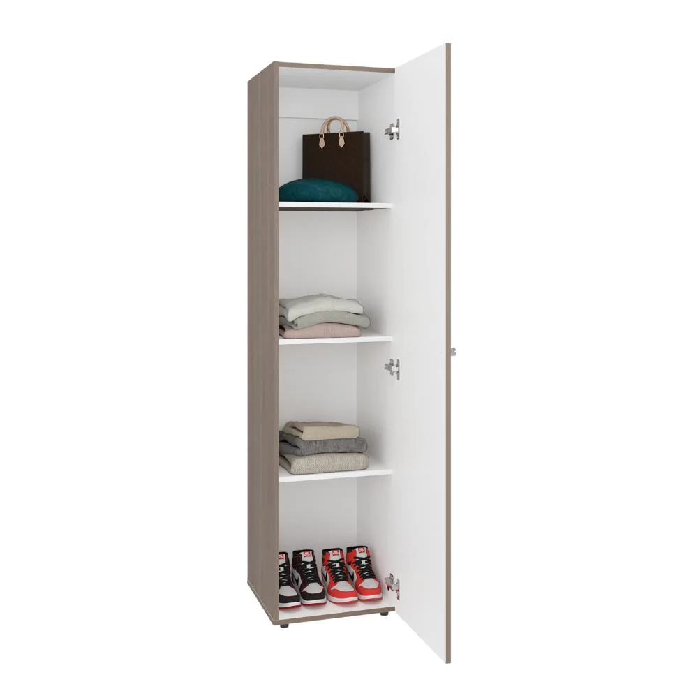 Closet Alma, Bardolino Y Blanco, Con espejo, Una puerta abatible y variedad de entrepaños ZF Virtual Muebles ZF