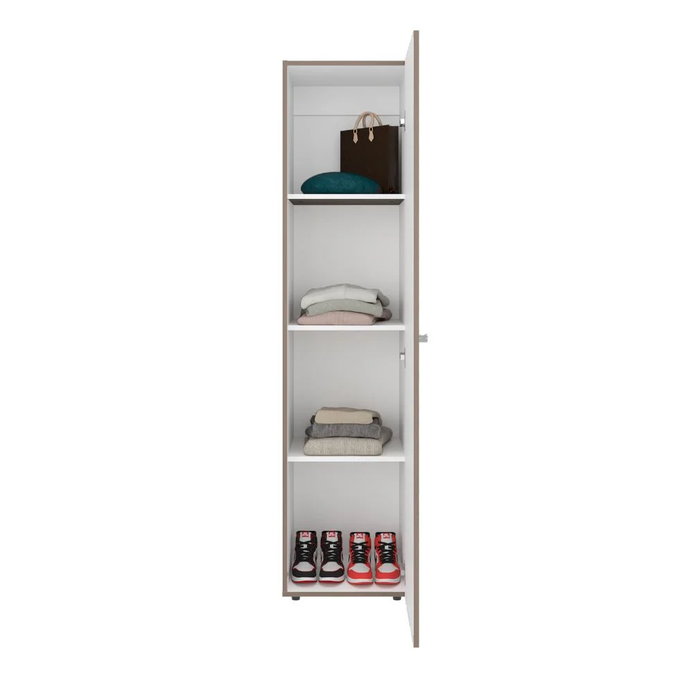 Closet Alma, Bardolino Y Blanco, Con espejo, Una puerta abatible y variedad de entrepaños ZF Virtual Muebles ZF